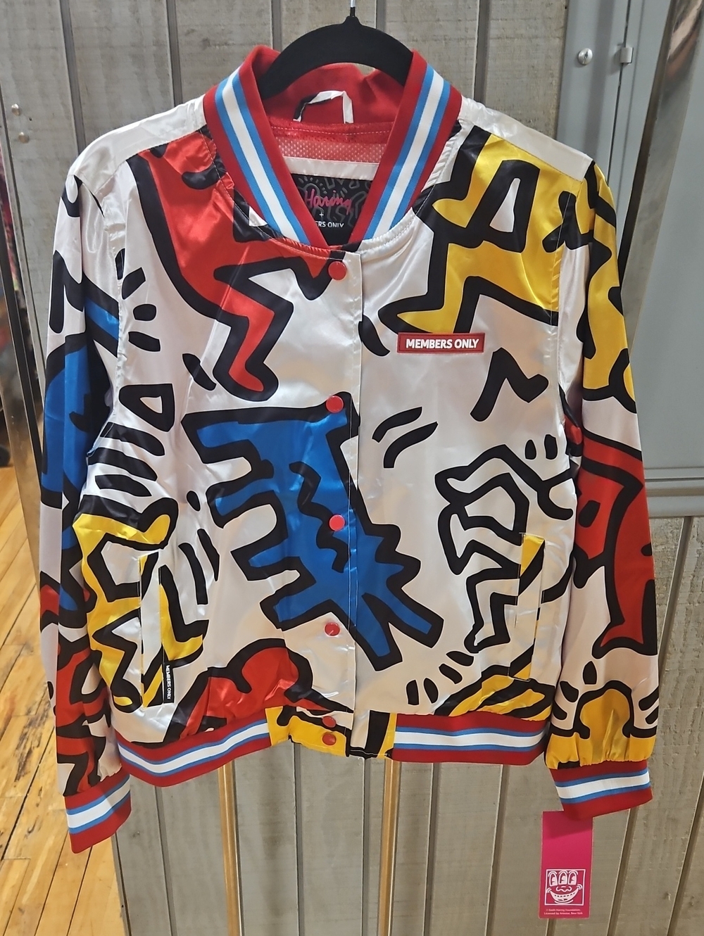 Members Only Kids Colorblock Graphic Bomber Jacket - White/Red/Blue/Yellow/Black